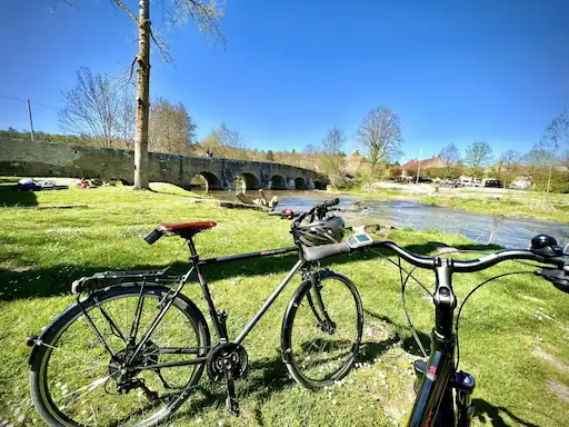 Two bicycles along the Ouche valley in Burgundy