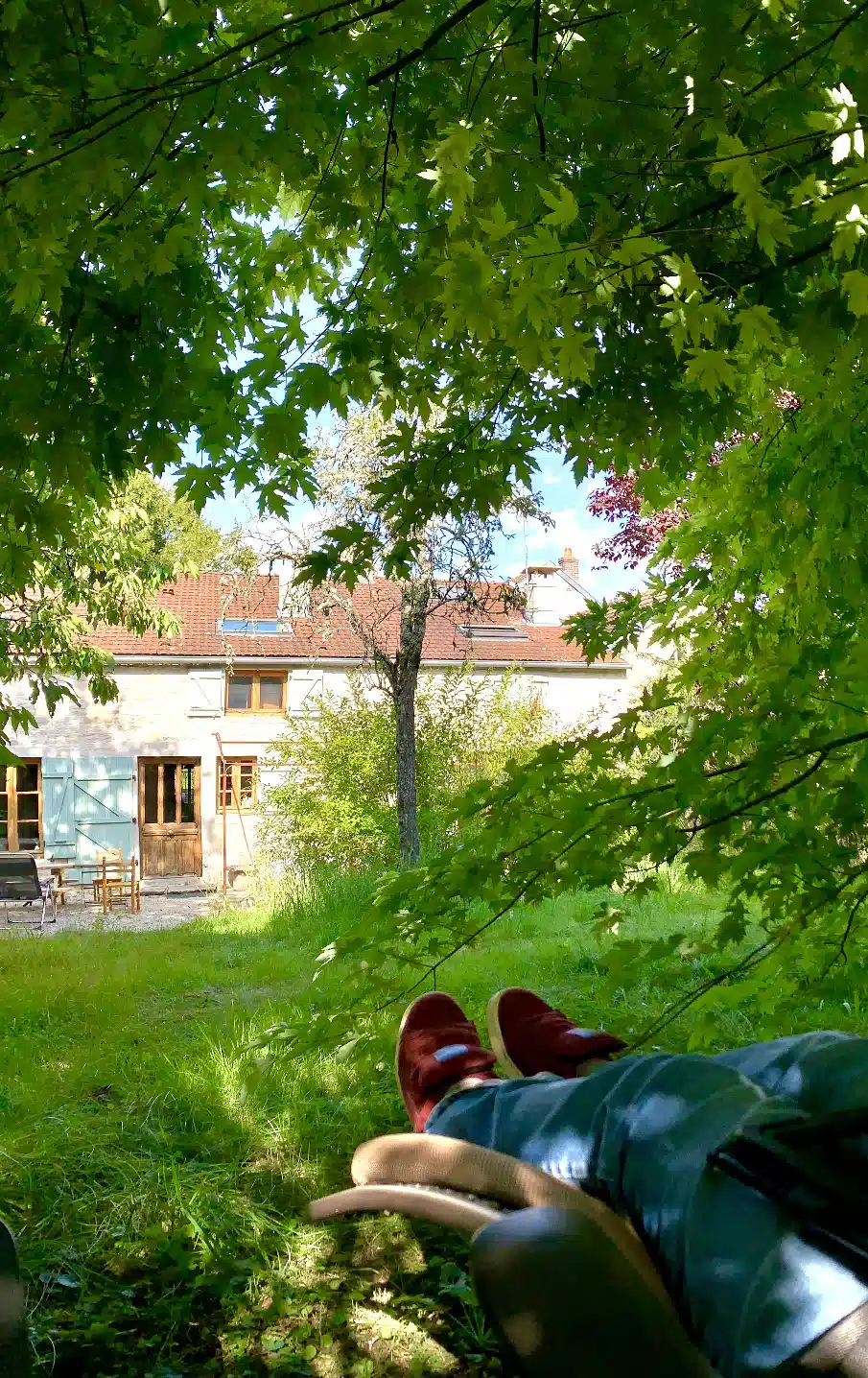 Resting in the shade of the lime trees in summer at La Malinette